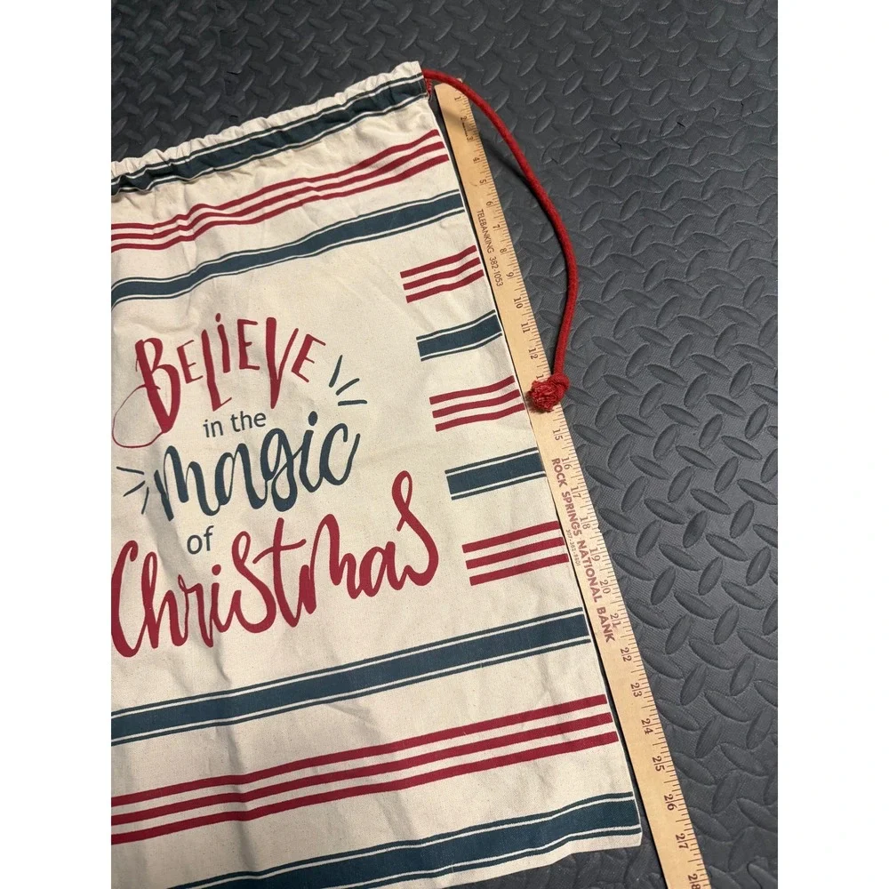 Jumbo Christmas Gift Bag Santa Sack Farmhouse Believe Magic Canvas Sack Twill